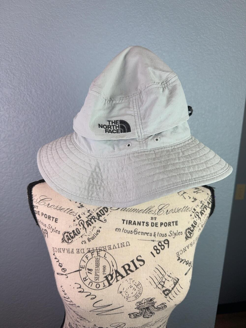 The North Face Hat Boonie unisex Sm med Gray Wide Brim Chin Strap Outdoor Hiking